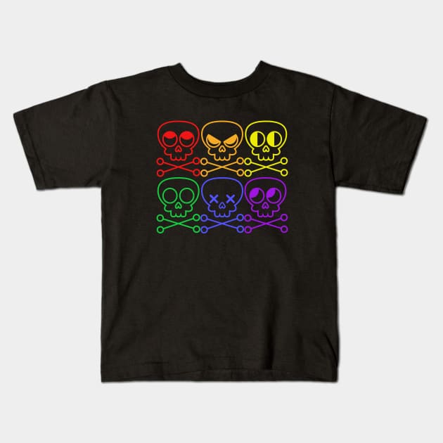 Funny Gay Pride Skull and Crossbones Kids T-Shirt by Muzehack